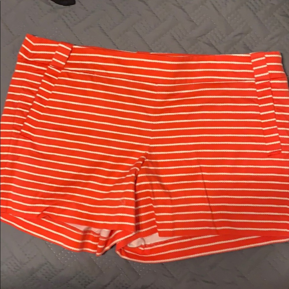 Orange/red and white striped shorts